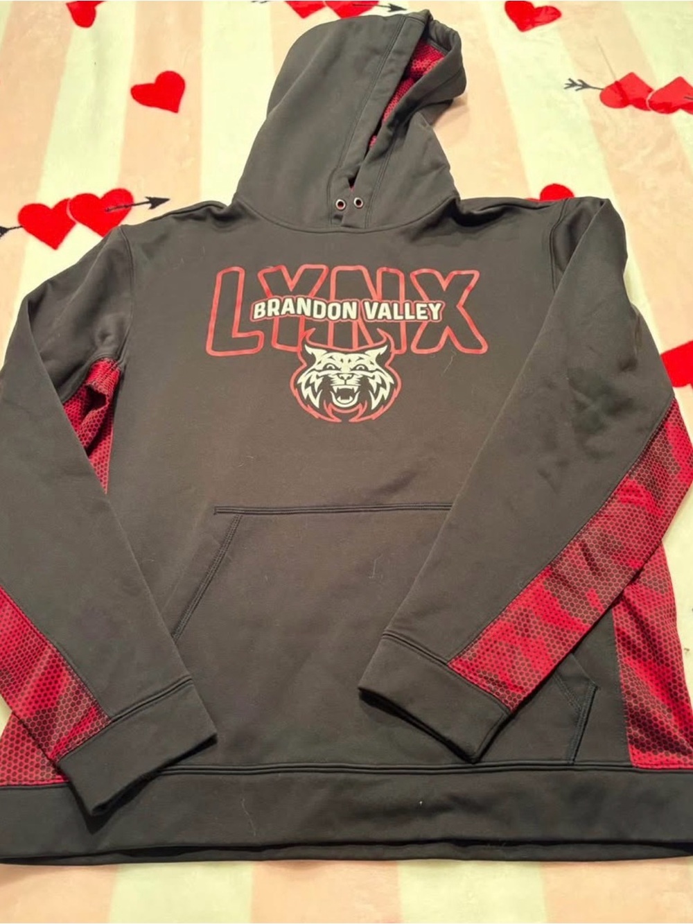 Lynx Men's Hooded Sweatshirt - Black & Red